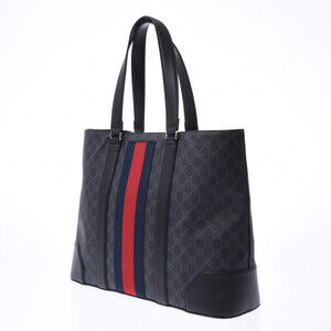 Gucci Leather Supreme Black Tote Bag Sherry GG